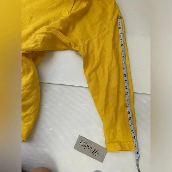 VTG Sharon Anthony Deadstock Yellow Windsor Linen Button Front Tunic Size 10 - Picture 7 of 8